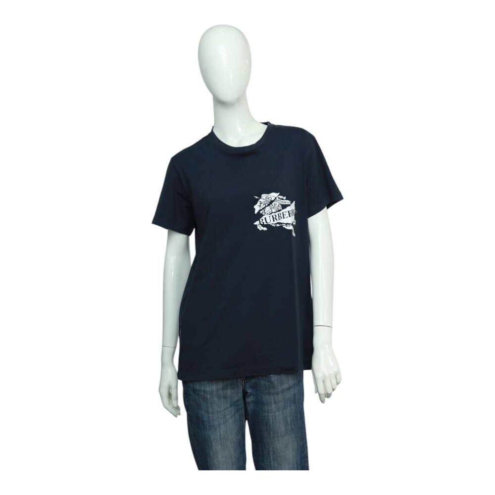Burberry Prosum Women's Blue with White logo 100% Cotton T- Shirt Top size M